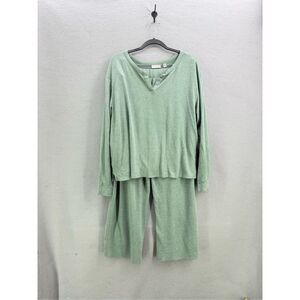 Van Winkle & Co. Solid Ribbed Knit Wide Leg Coordinating Sleep Pant Size XL